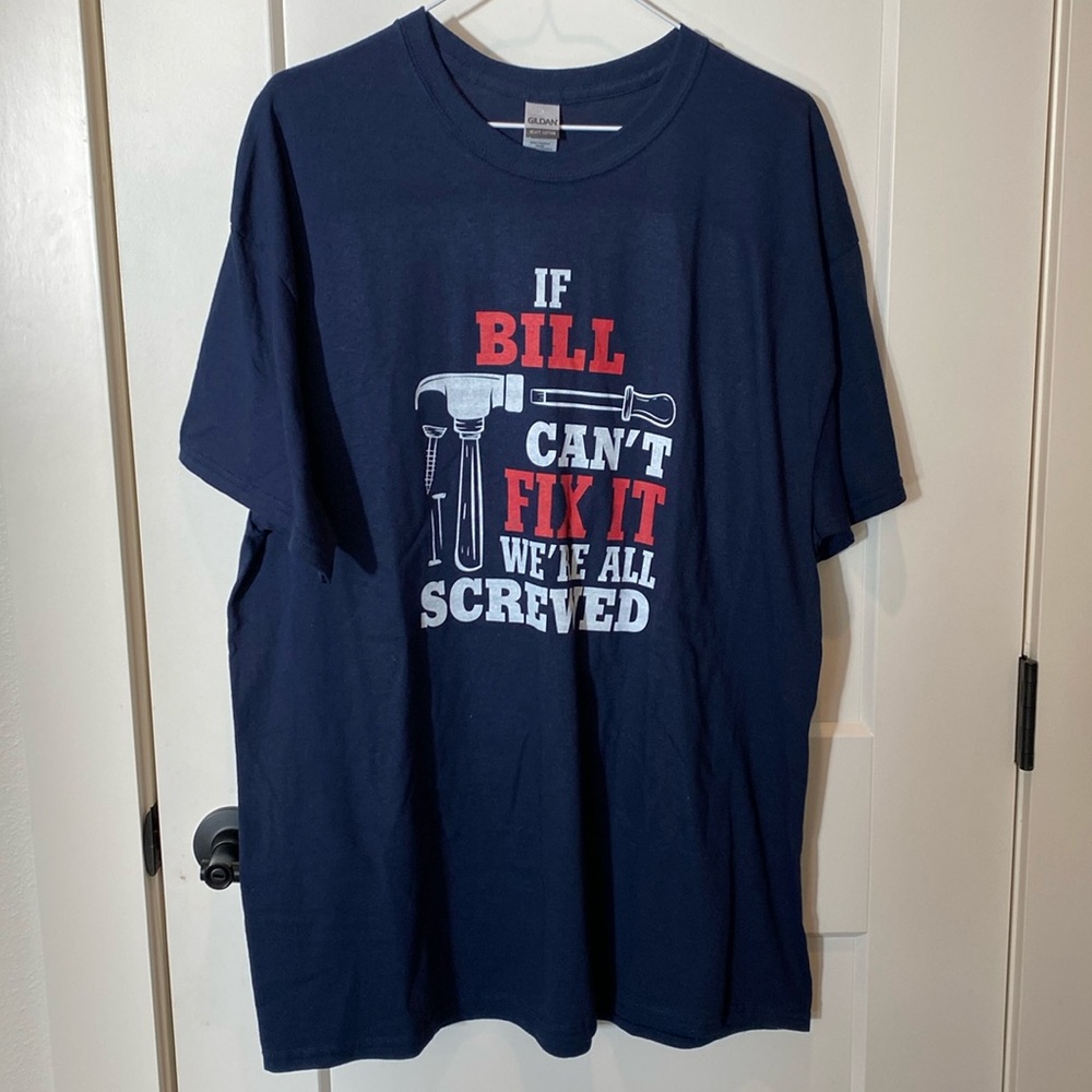 Gildan Men’s‎ Short Sleeve Tee.  Saying on front.  X-Large.  Navy.